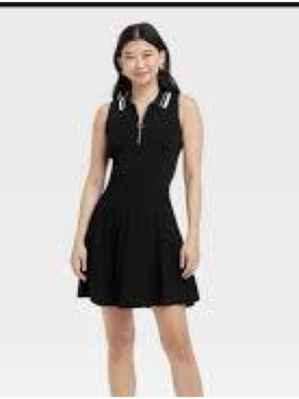 a new day Black Sleeveless Polo Skater Dress